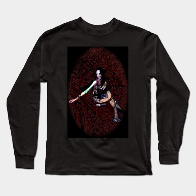 Woman in short dress, sitting in some red and black space. Weird, dark and beautiful. Long Sleeve T-Shirt by 234TeeUser234